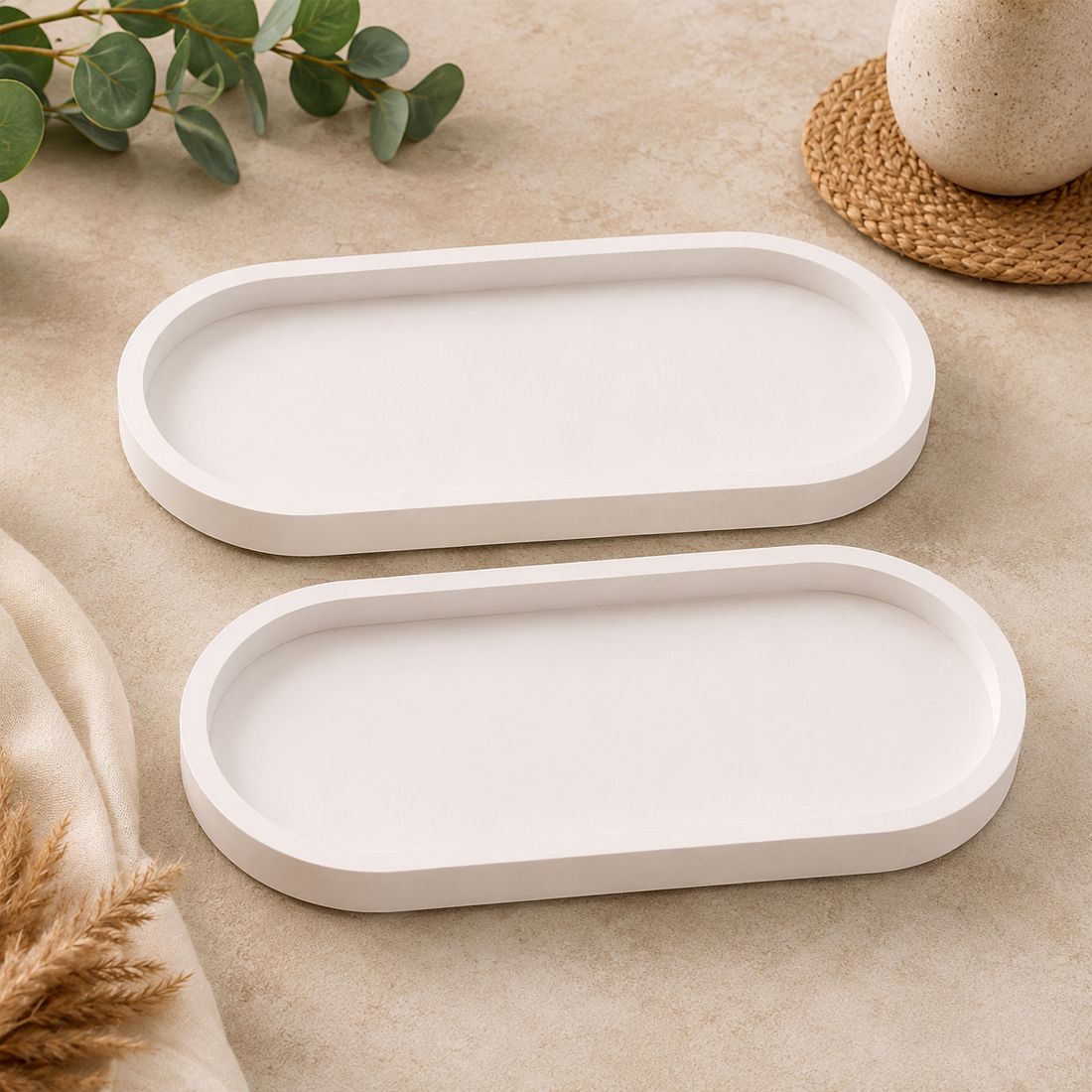 antique eessenc Aesthetic White Ceramic Tray Plate Dish for Jewellery Vanity Kitchen Organizer Tray Serving Set-picture-41