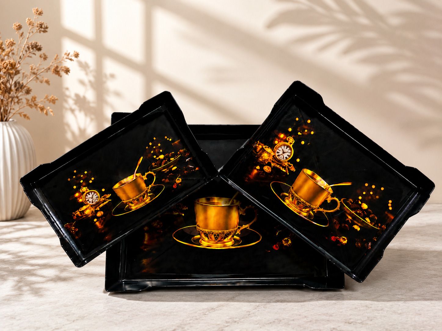 urbanplast Gold Print Serving Tray Set Tray Serving Set-picture-35