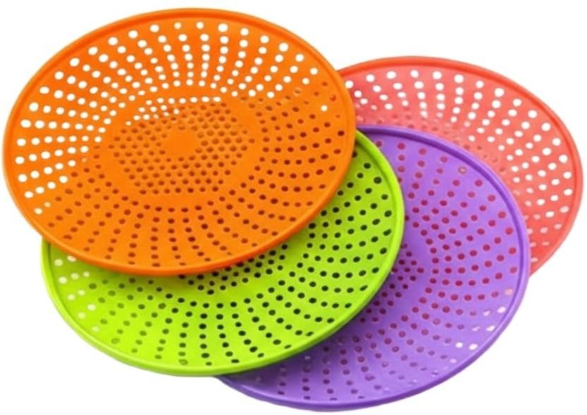 4 Pcs Multipurpose Roti Net Cover Jali, Kitchen Plastic Strainer Serving Tray Plate Serving Set-image-4