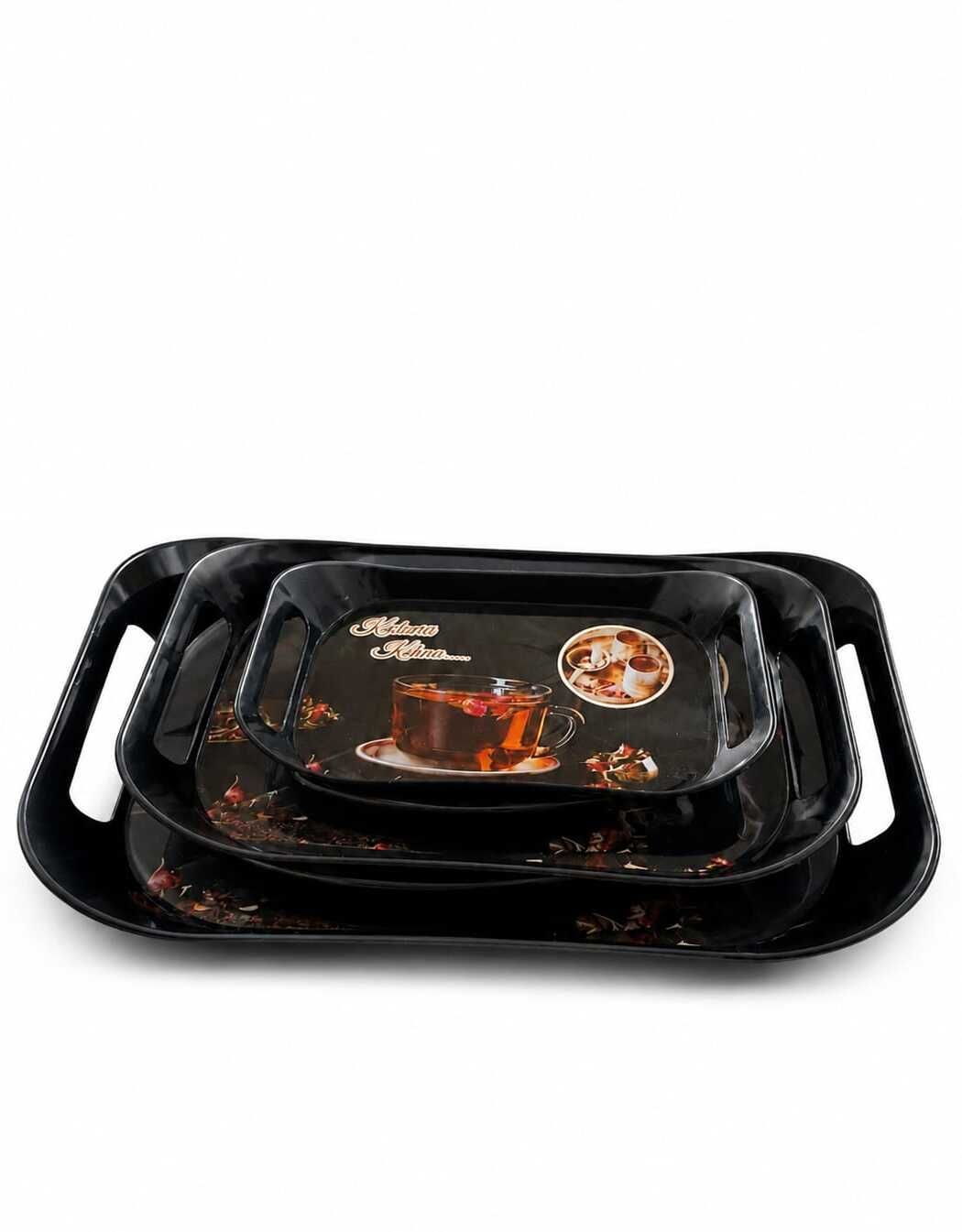 noventa Premium Kashmiri Kahwa Printed Serving Tray Set of 3 Tray Serving Set-picture-10