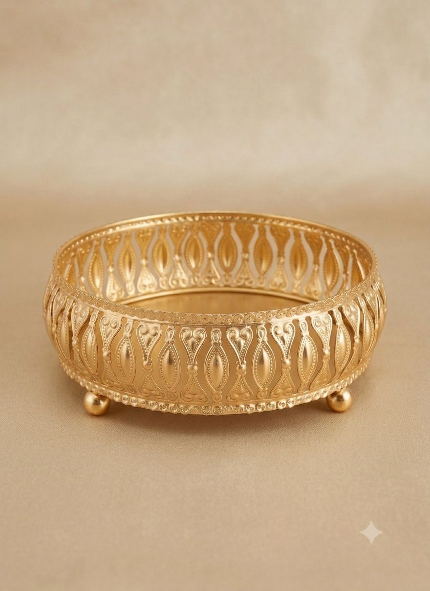 Gold Finish Decorative Tray 6-Inch Tray Serving Set-image-24