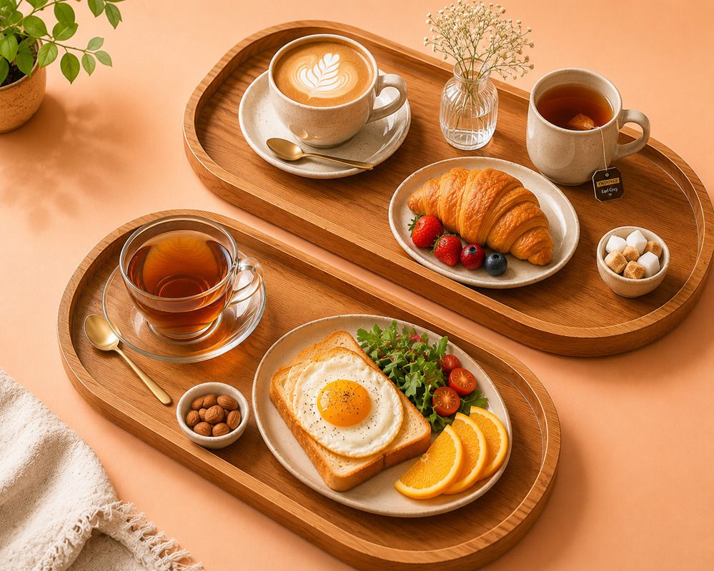 abuzarhandi Wooden Serving Tray Set of 2 – Premium Natural Wood Snack & Tea Tray Tray Serving Set-picture-31