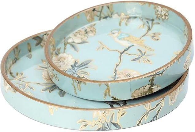 Set Of 2 Round Decorative Serving Tray for Diwali & Festive Gifts Tray Serving Set-image-29