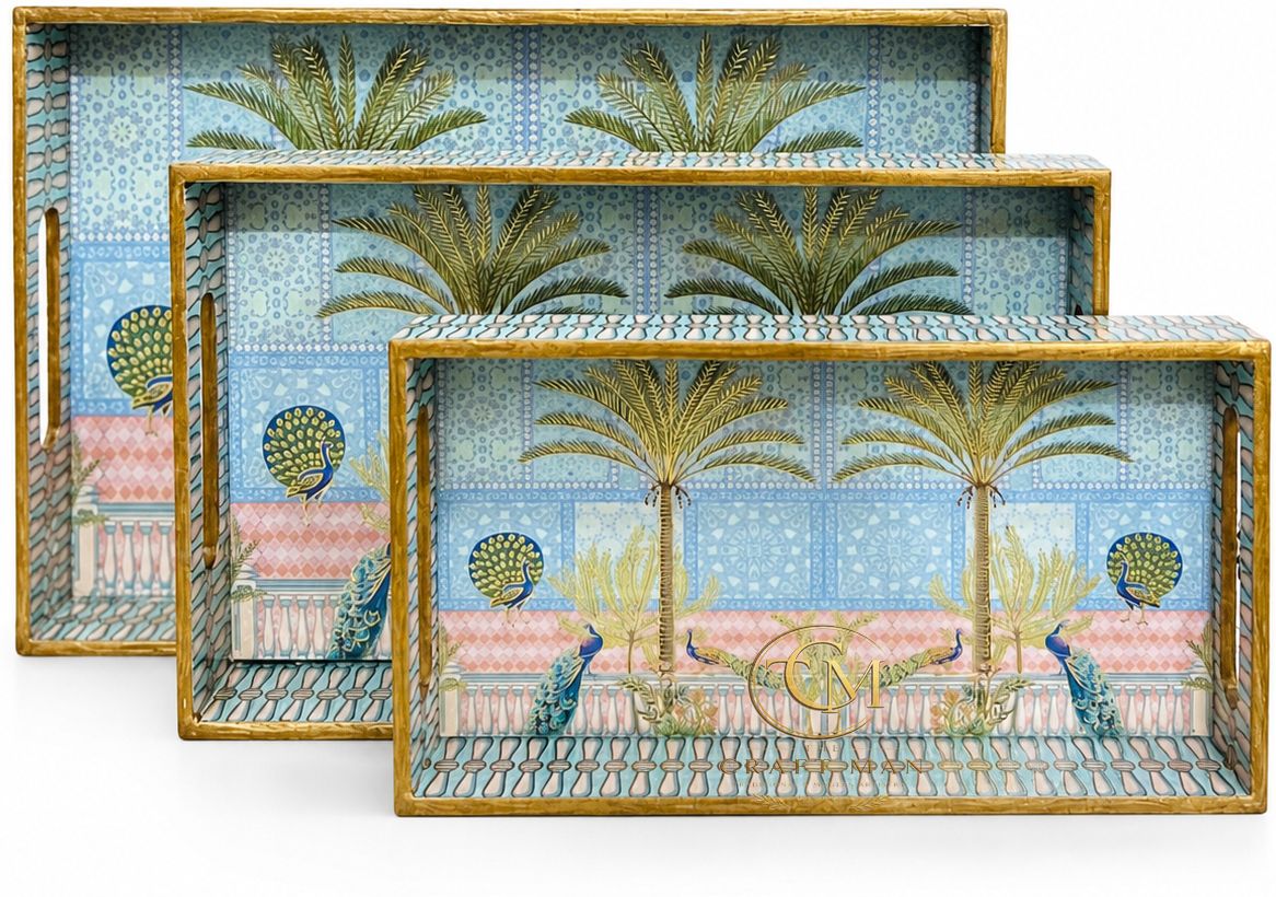 Resin Coated Tray Tray Serving Set-image-1