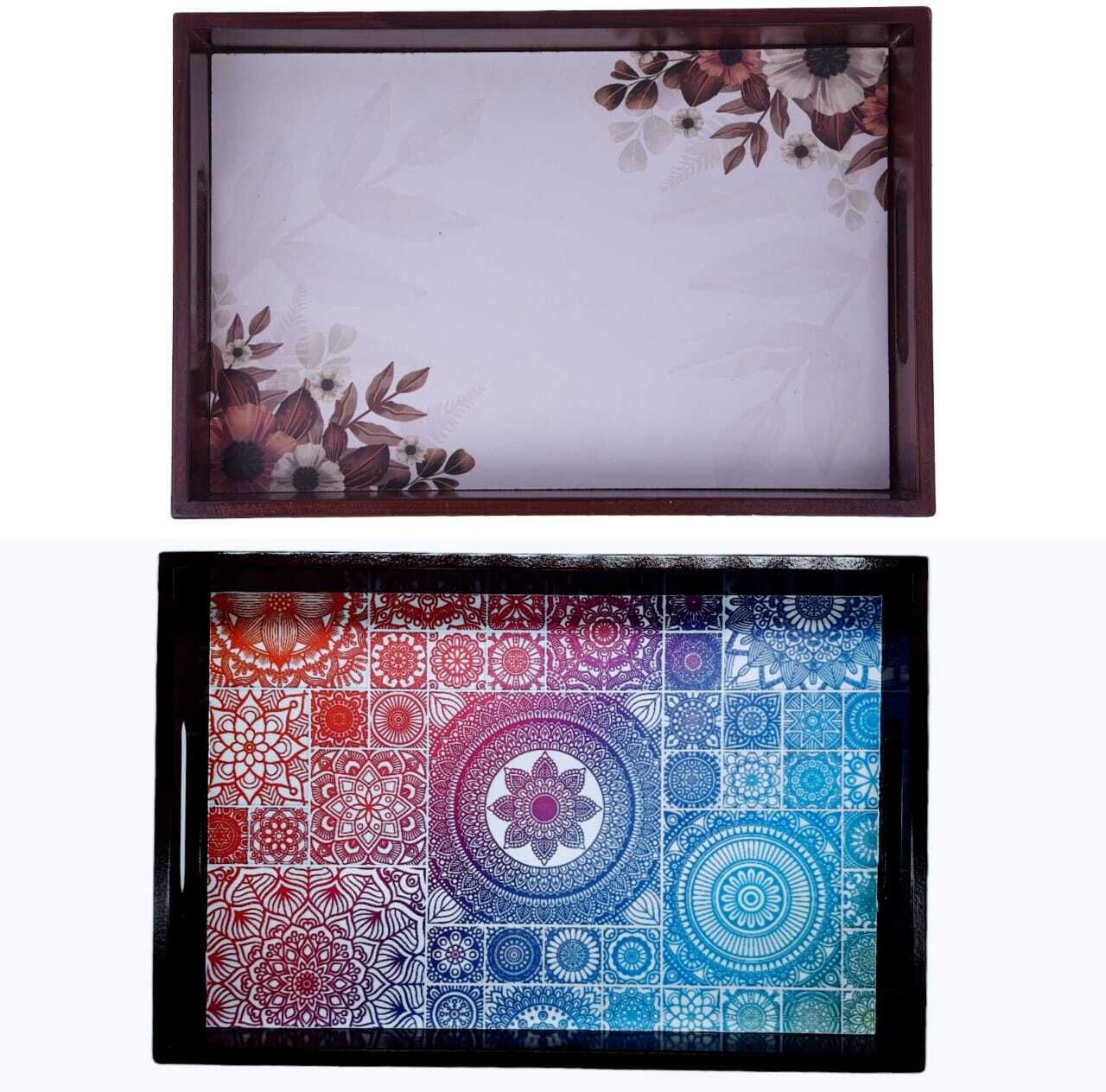 Angira Handicrafts Wooden Serving Tray (Set of 2 ) 12 X 8 INCH AHS-T0511 Tray Serving Set-picture-19