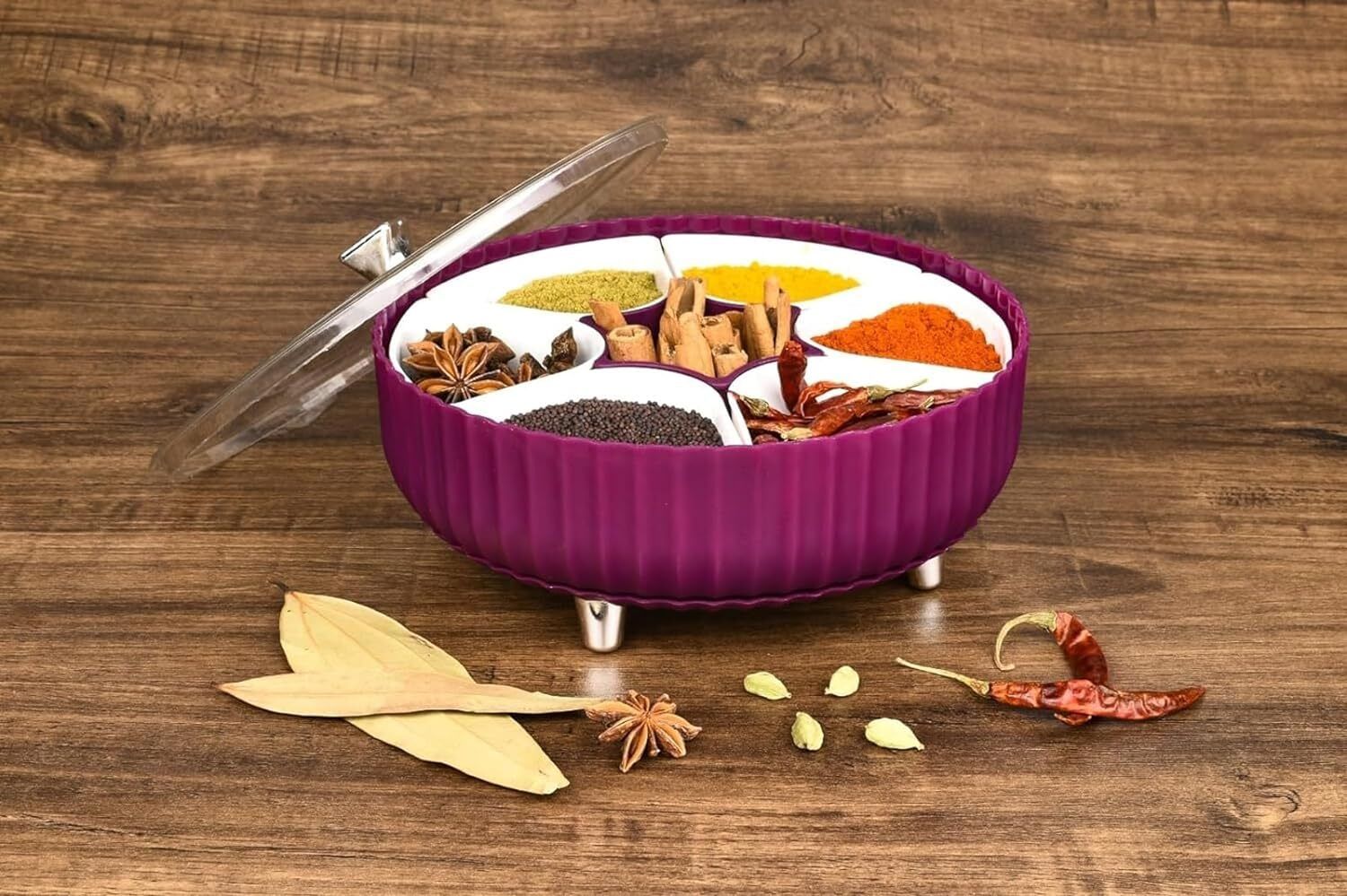 stelite 360° REVOLVING MASALA AND DRYFRUIT BOX (Multicolour) Container Serving Set-picture-21