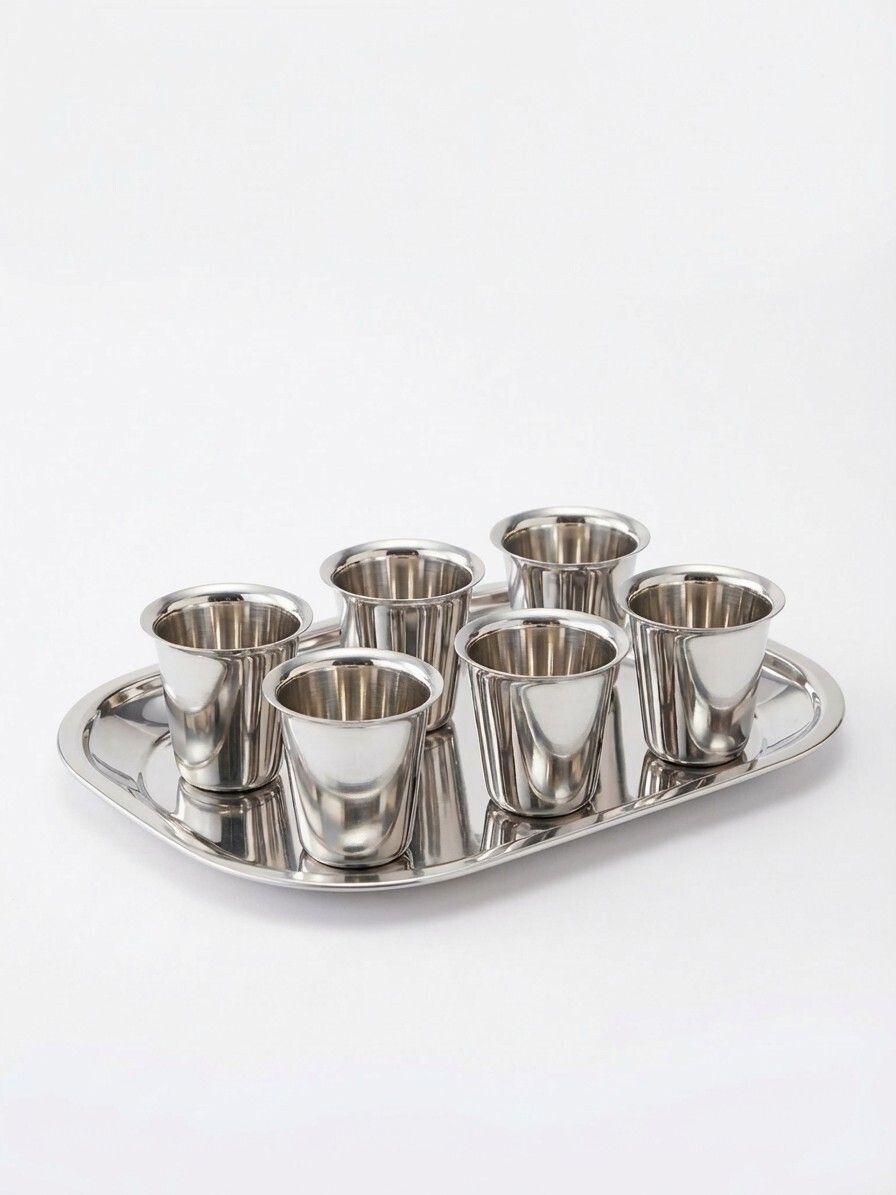 viba global hub Stainless Steel Tumblers with serving tray Tray, Glass Serving Set-picture-14