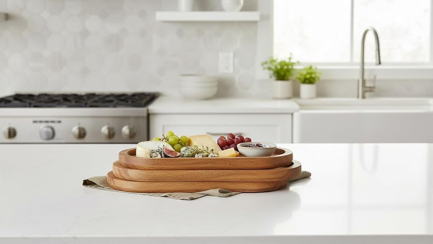 Multipurpose Wooden Serving Tray Set of 3 for Home & Kitchen Tray Serving Set-image-28
