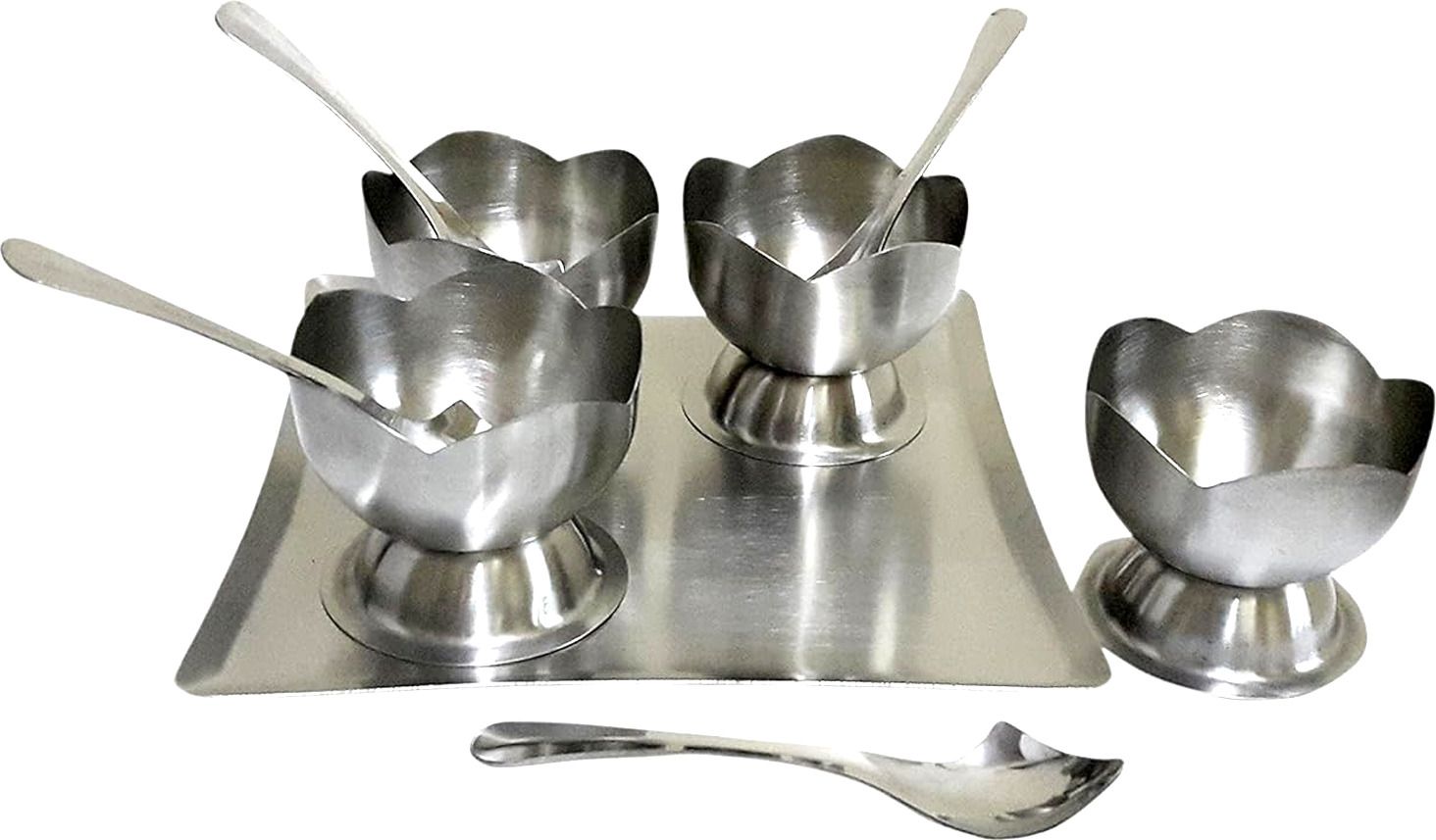 dynore Set of 9 Dessert combo gifting set - 1 Tray, 4 cups, 4 spoons, Cup Serving Set-picture-28