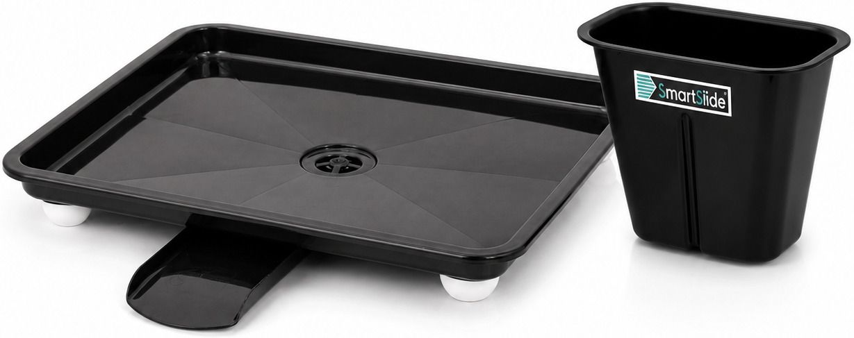 smartslide Dish Draining Tray with Drain Spout & Cutlery Holder, Black Tray Serving Set-picture-44