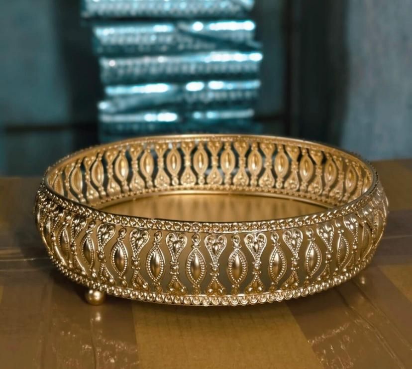 GOLD GERMAN TRAY 8 INCH SERVING TRAY Tray Serving Set-image-49