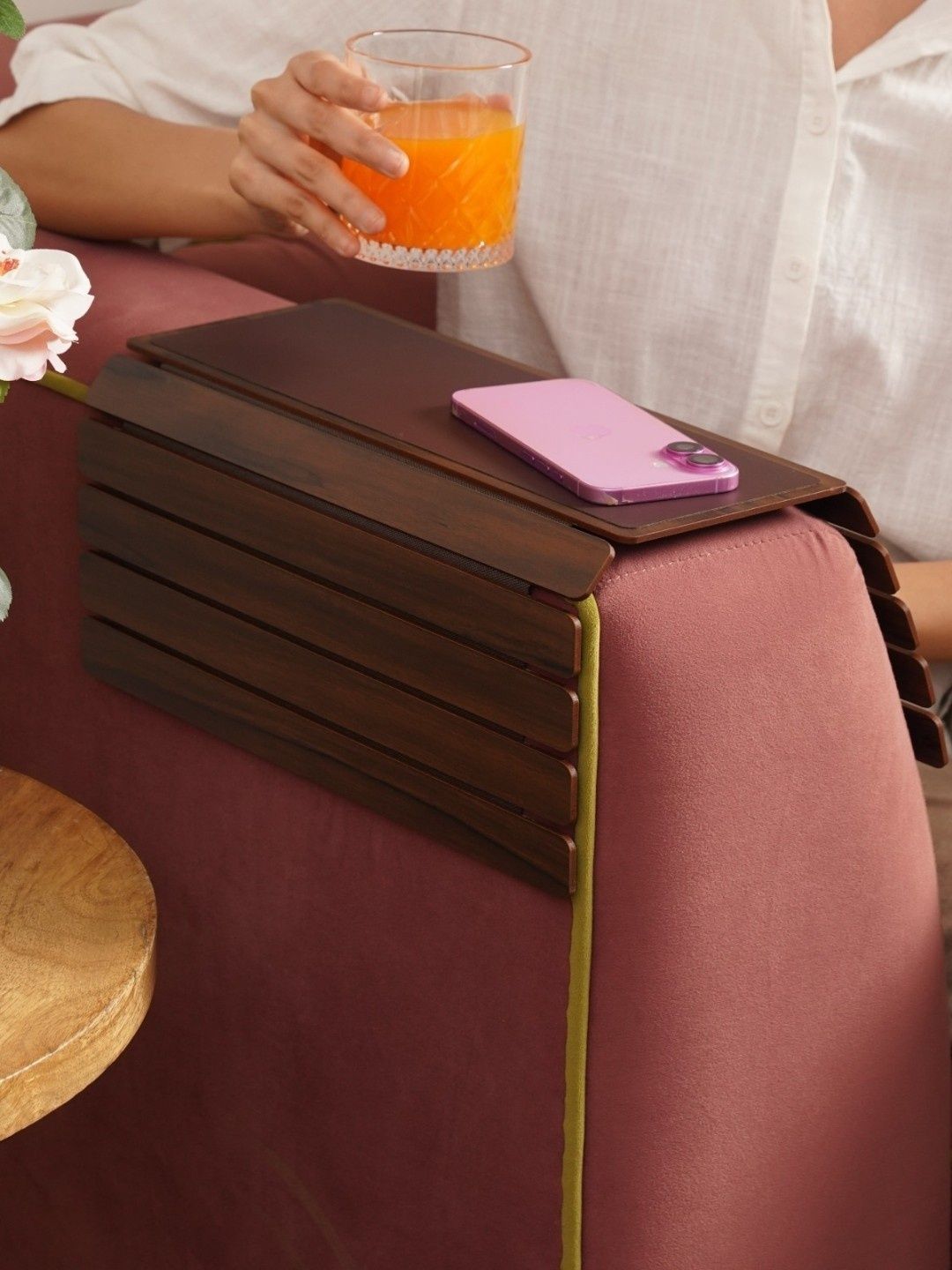 Plain MDF Dark Brown Sofa Armrest Tray | Tray Serving Set-image-10