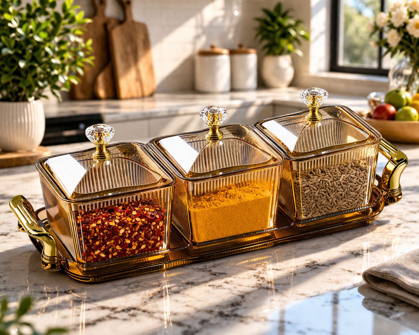 goldfinch 3 Compartment Serving Tray Set for Pickle, Snacks & Dry Fruits with Lid Bowl, Tray Serving Set-picture-28