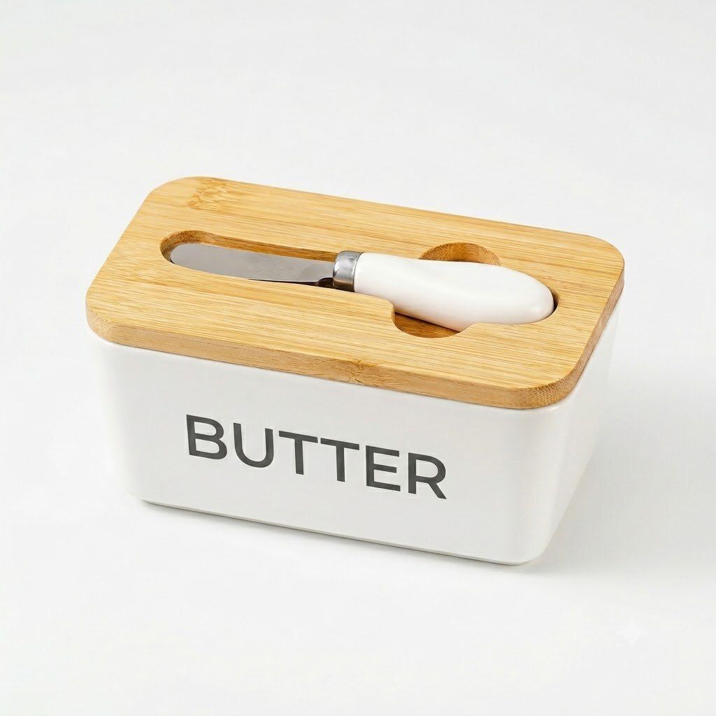 grebe CERAMIC BUTTER BOX WHITE Butter Dish Serving Set-picture-11