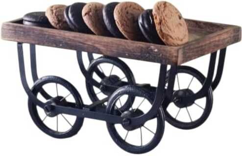 Premium Wooden Cart Serving Tray | Luxury Vintage Rehri Shape Platter Brown Wood Ashtray-image-17