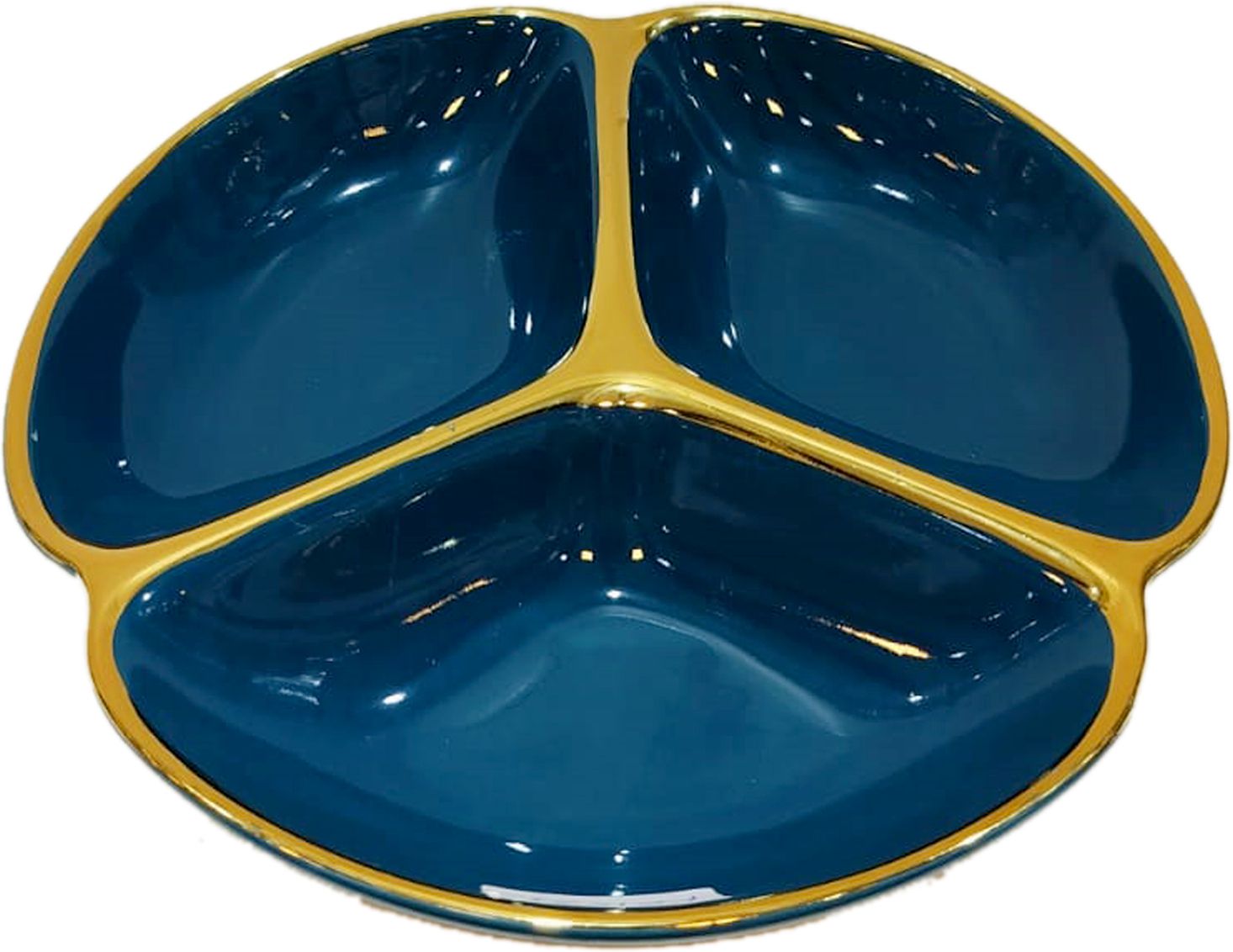 Round Ceramic Partition Platter, Snacks/Nuts/Dish Serving Plate Tray for Dining Plate Serving Set