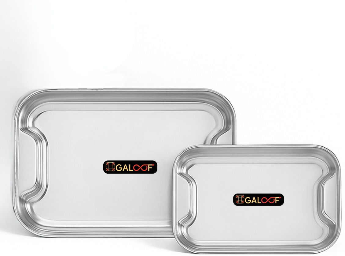 galoof Stainless Steel Serving Tray Set for Kitchen Dining | Tray Serving Set-picture-23