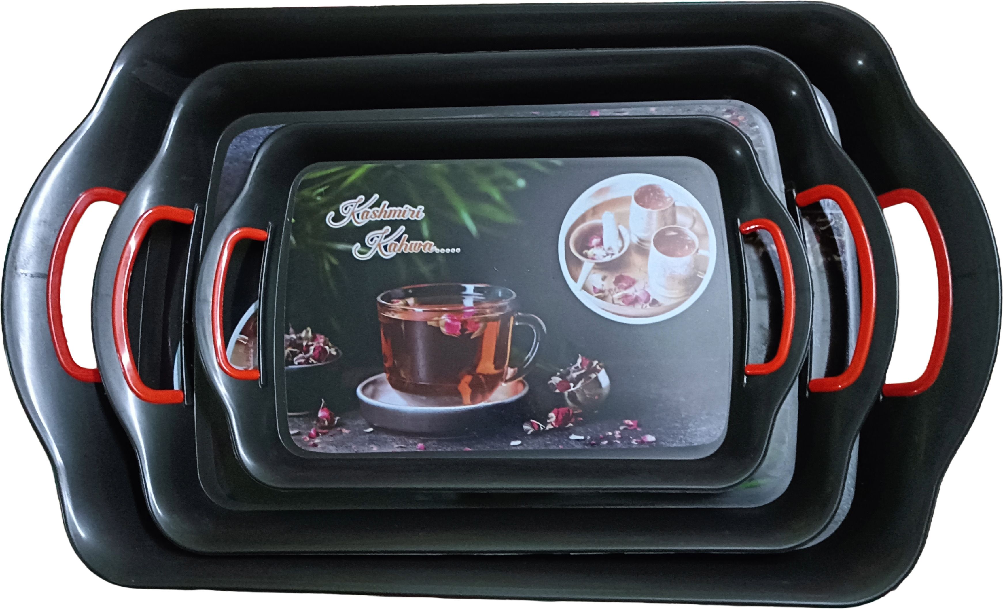 Service Tray Black printed set of 3 - small medium big Tray-image-1