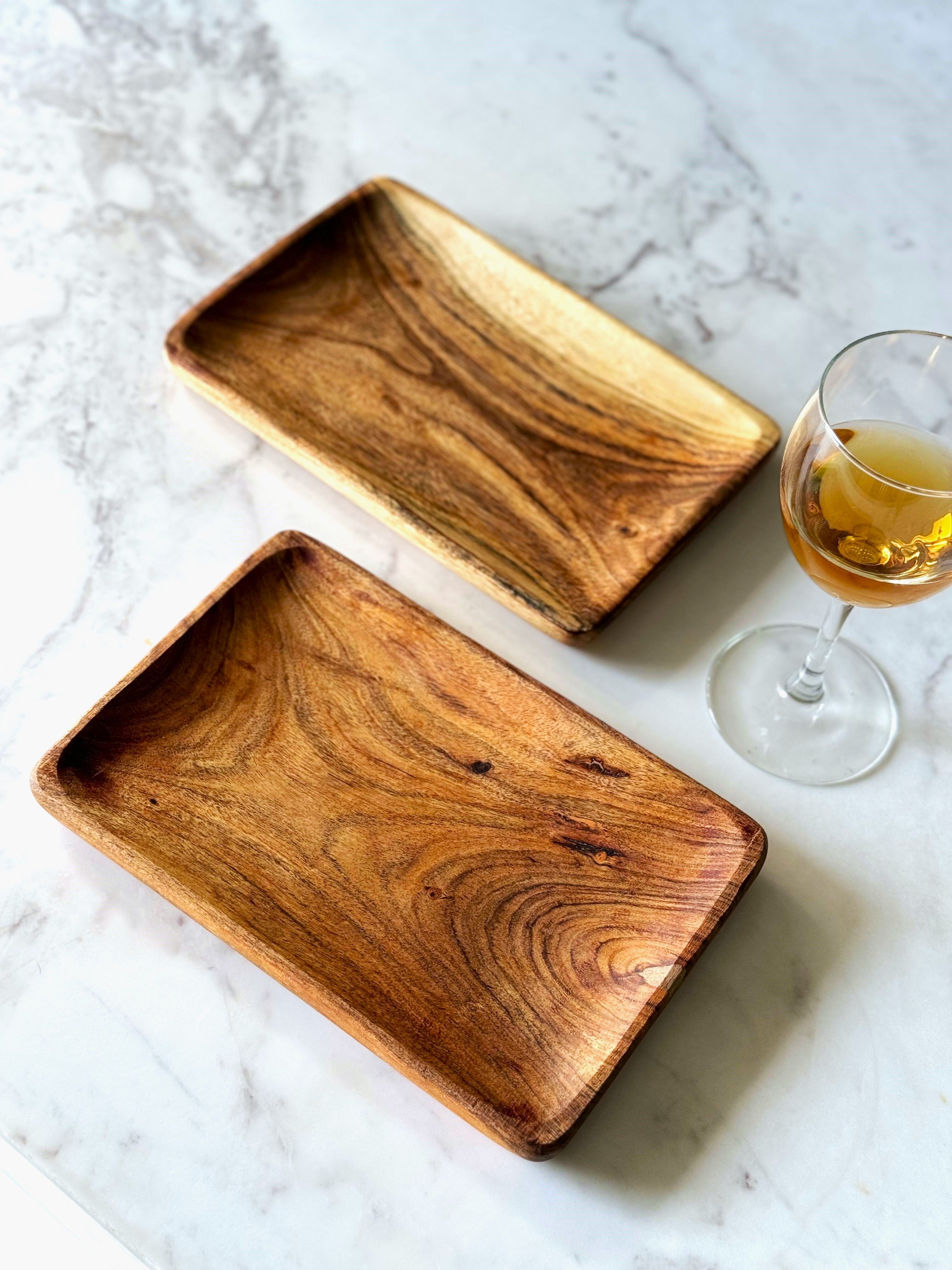 easyroot Wooden Serving Platter Set o 2 for Serving Snacks and Fruits (Rectangle) Tray-picture-19