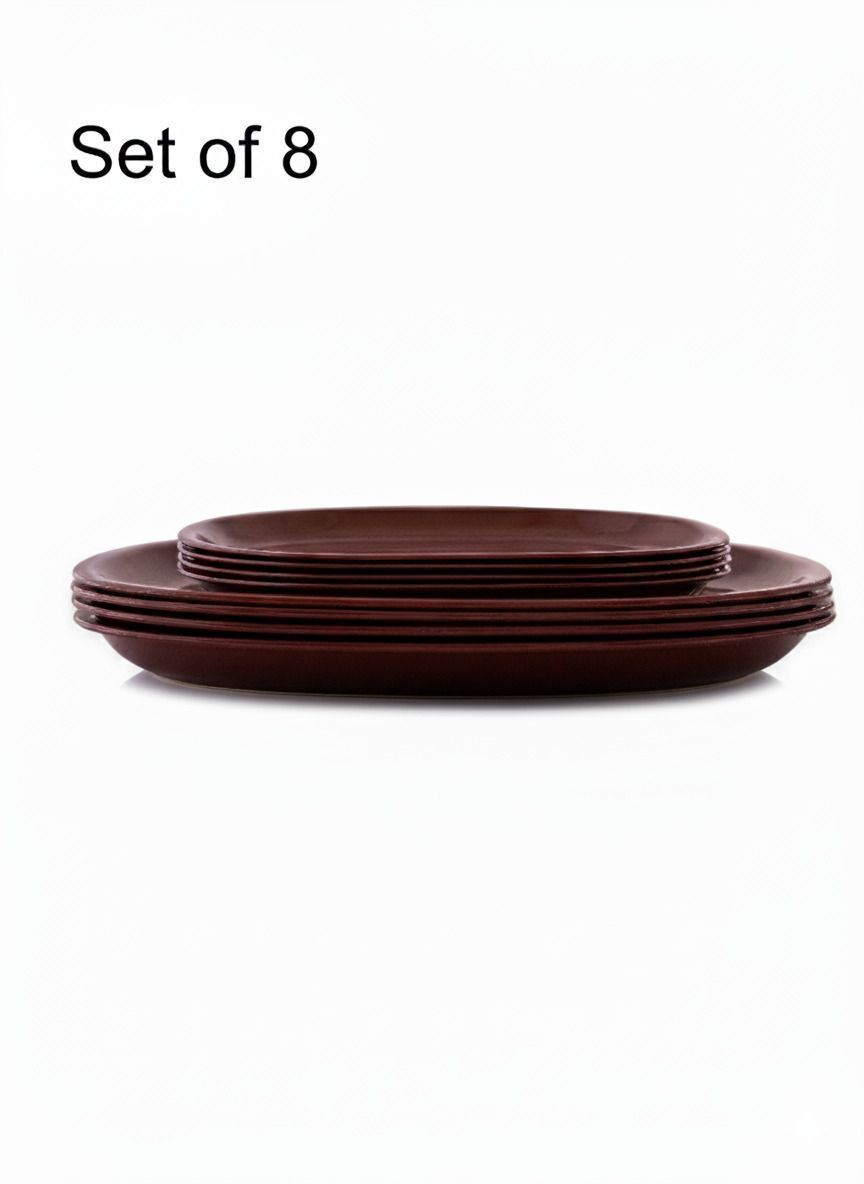 GULAAB BROWN 4 Pieces Squre 8 inches Plates/4 Pieces squre11 inches Plates Rice Plates-image-3