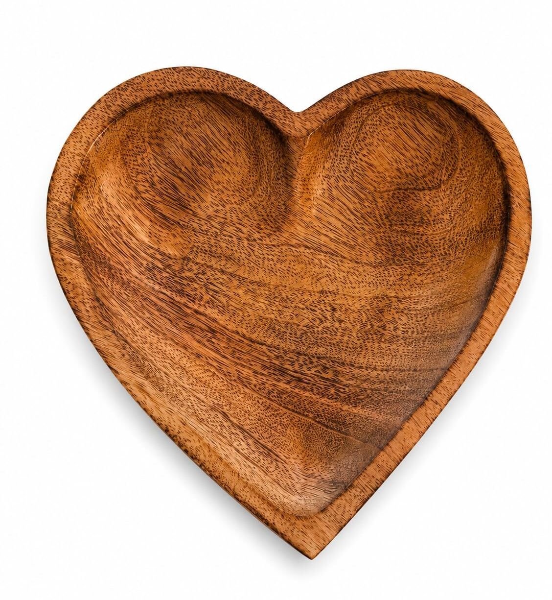 auranest decors Heart Shape Acacia Wood Serving Tray for Snacks, Fruits & Home Decor Tray Serving Set-picture-0