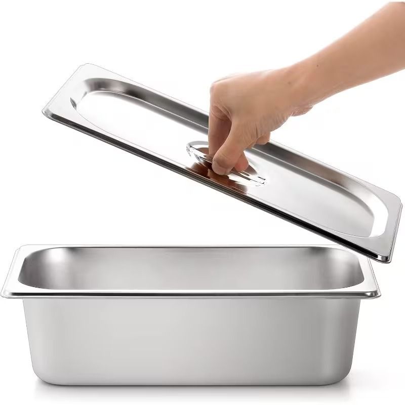 touchcart Commercial Stainless Steel Hotel Pan with Lid 32.5 × 17.5 × 10.5 cm Tray Serving Set-picture-18