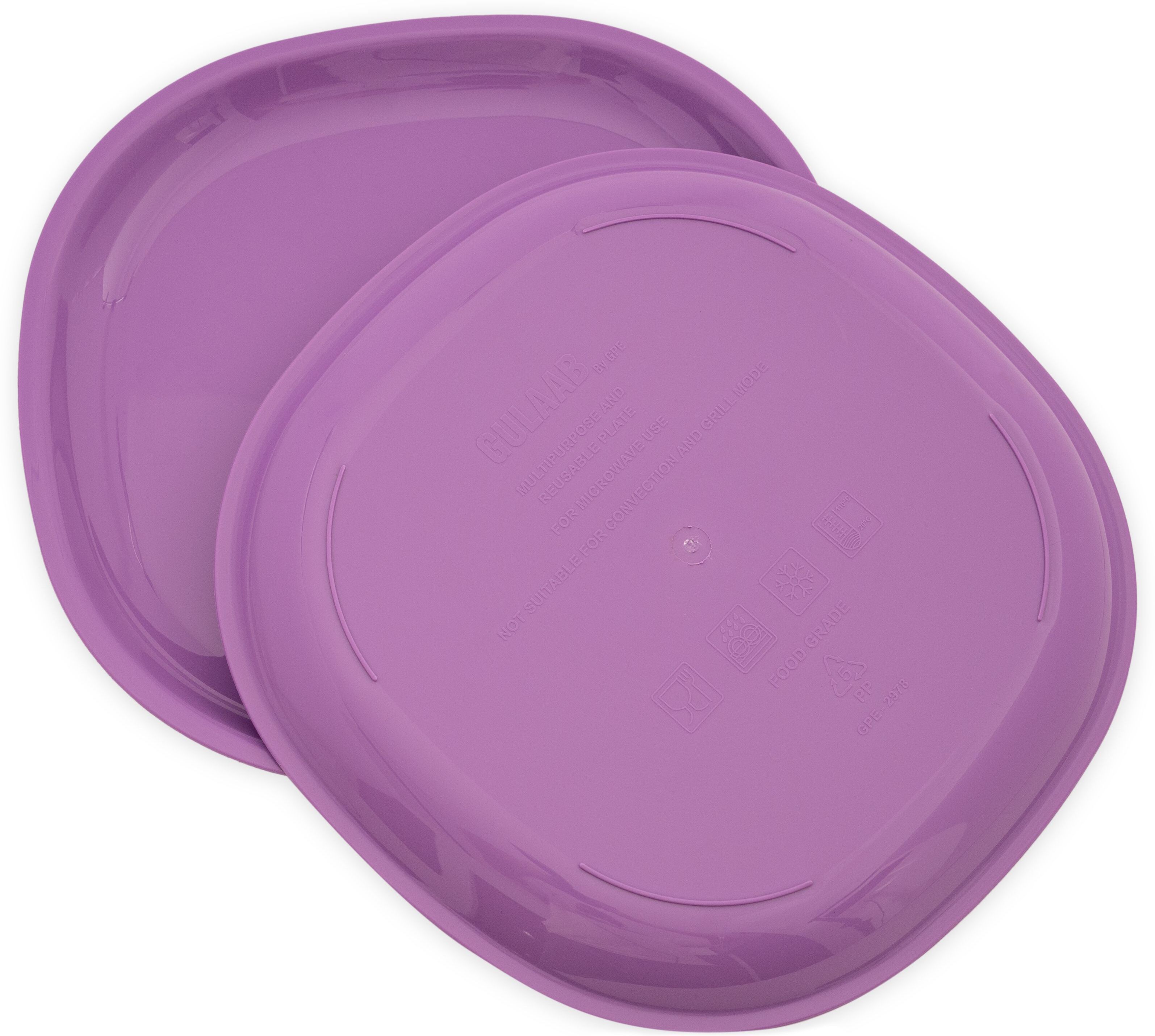 GULAAB' Plastic Plate Purple-Set Of 03 | Safe Snack Small Meals Full Plate Rice Plates-image-14