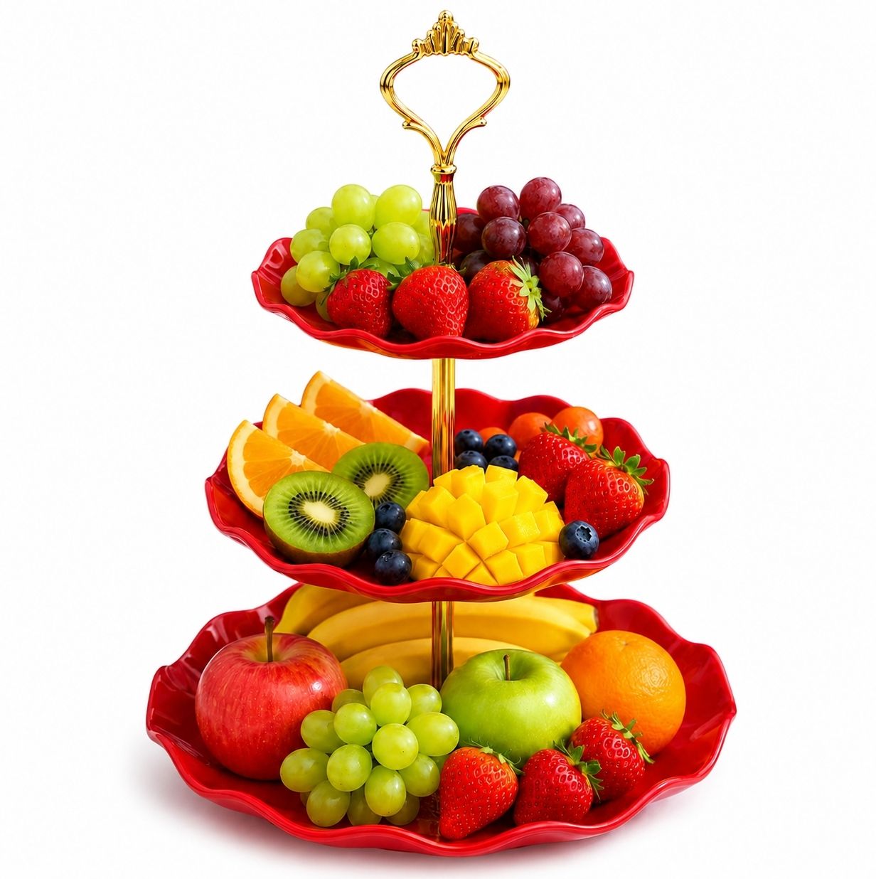 wtech Three Layer Plate Red Tray Serving Set-picture-12