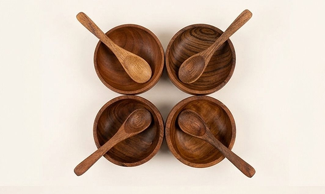 miglani Natural Multipurpose Bowl and Spoon Set for Serving Set, Face Mask Mixer Bowl Serving Set-picture-32