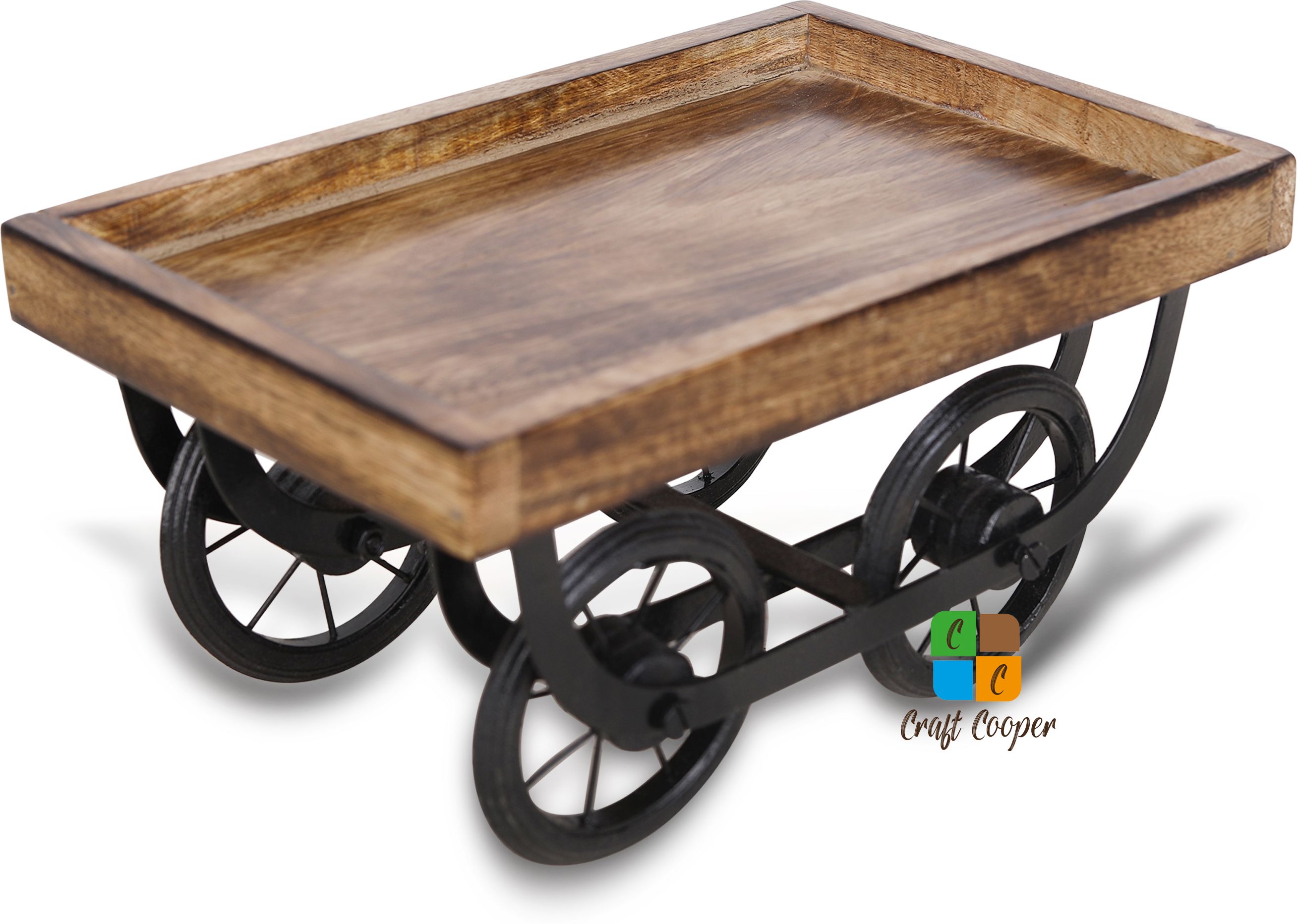 craft cooper Hand Carved Wooden Serving Tray (Tea,Coffee,Snacks,Water) Tray/Platter Chip & Dip Tray Serving Set-picture-48