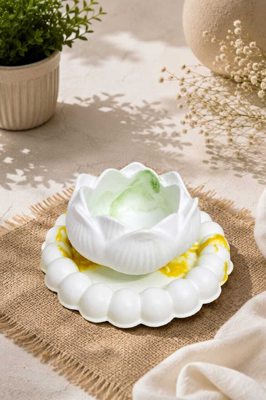 sawariya handicarft Lotus Serving Bowl with Tray for Dry Fruits, Snacks & Mukhwas Tray Serving Set-picture-18