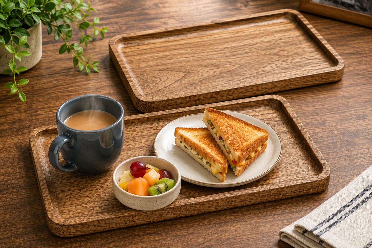 abuzarhandi Wooden Serving Tray Set of 2 – Premium Natural Wood Snack & Tea Tray Tray Serving Set-picture-33