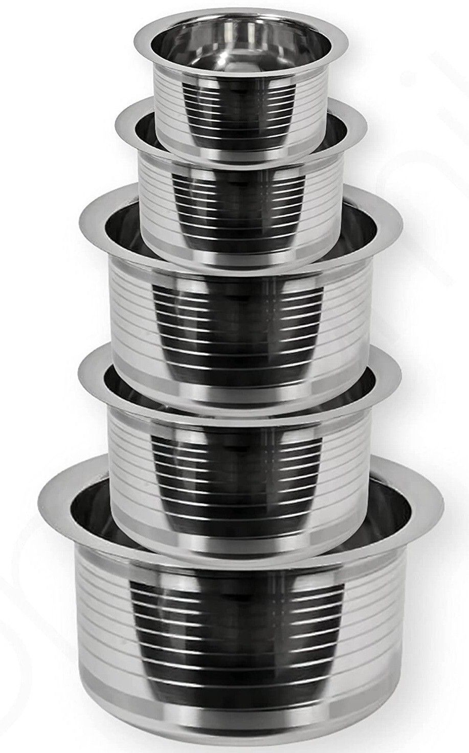 Stainless Steel Serving Bowl Tope Set Container Set/tapeli/patila Cookware Set of 5 Pcs Handi cooking bowl-image-14