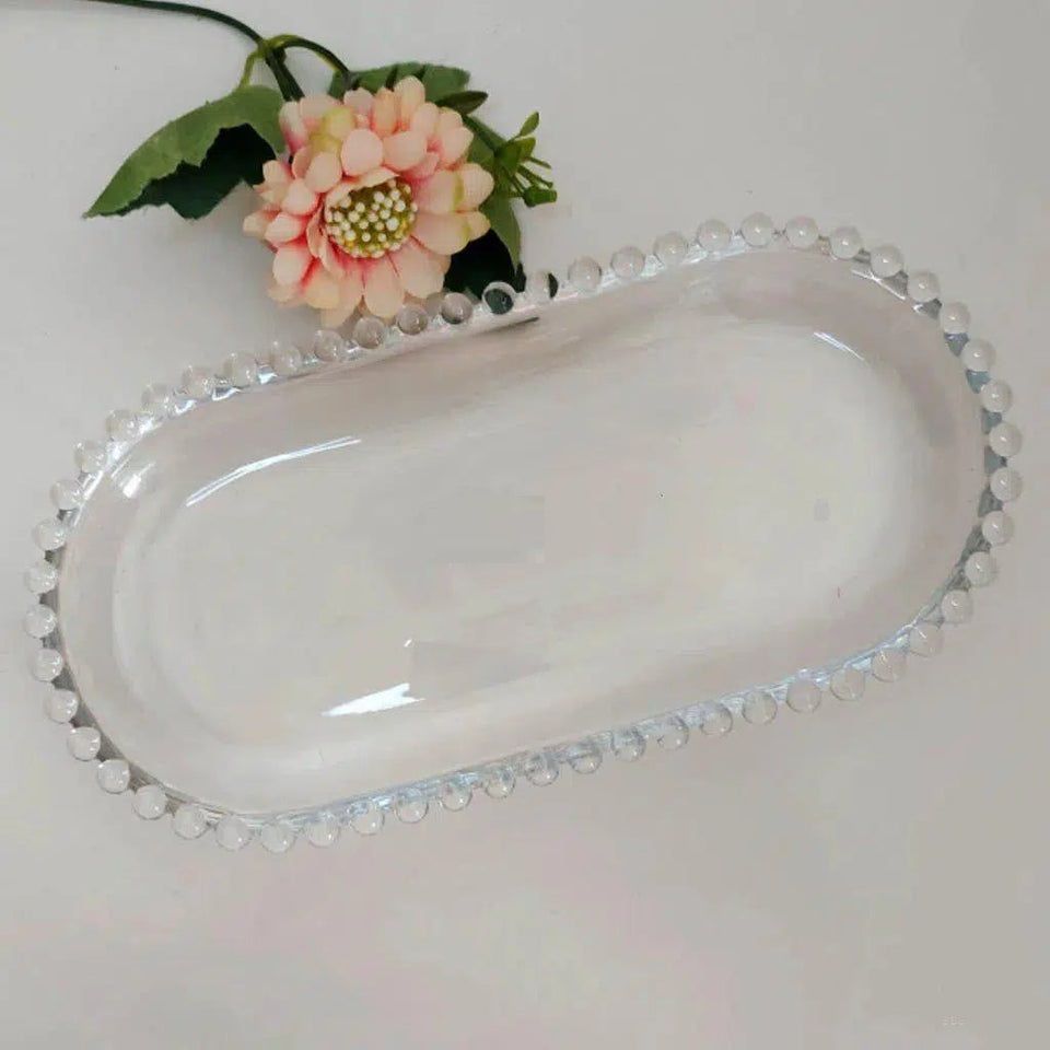 9 Inch Crystal Clear Oval Shape Plate Glass Tray Decorative Food Dish Serving Set-image-21