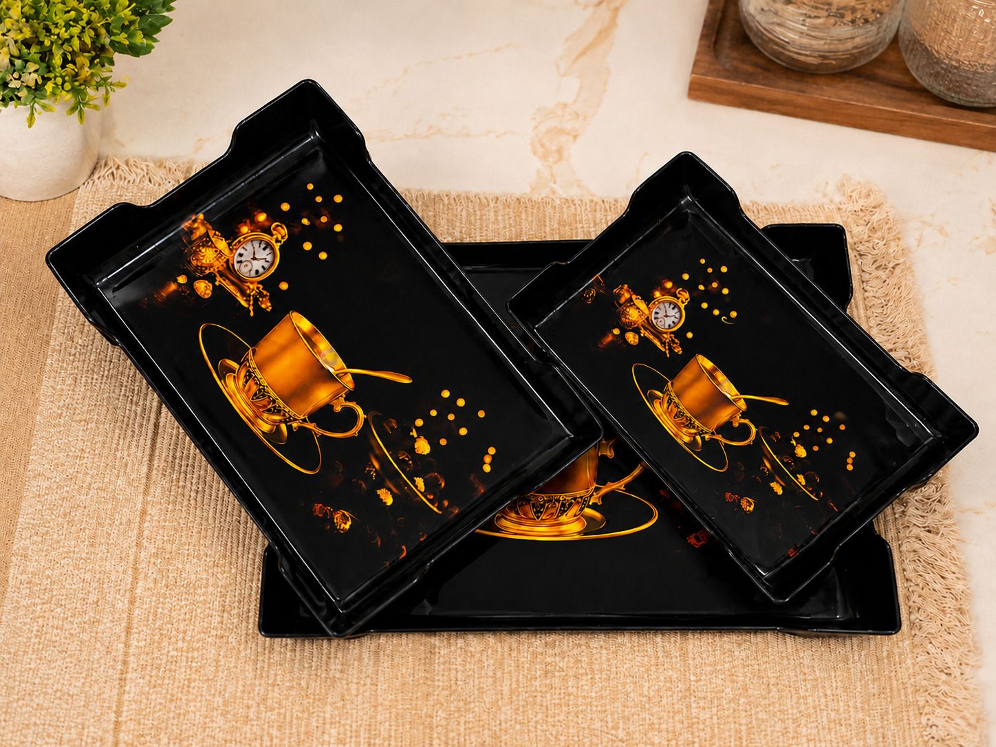 plasticnest Premium Multipurpose Plastic Serving Tray Set Breakfast Snack Tray Tray Serving Set-picture-14