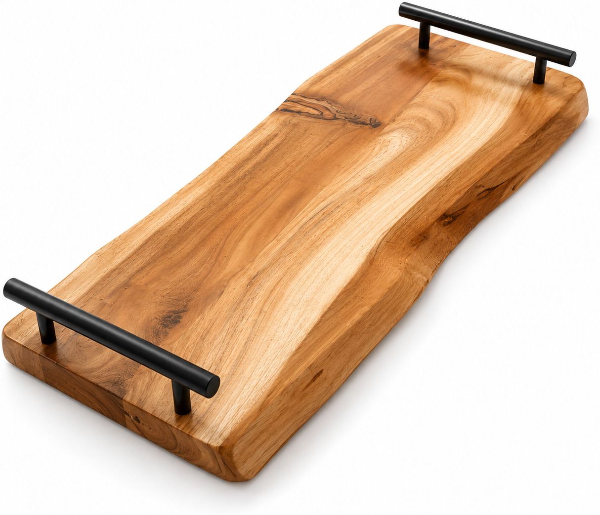 lokanda craft Premium Natural Wooden Serving Tray with Metal Handles Tray Serving Set-picture-39