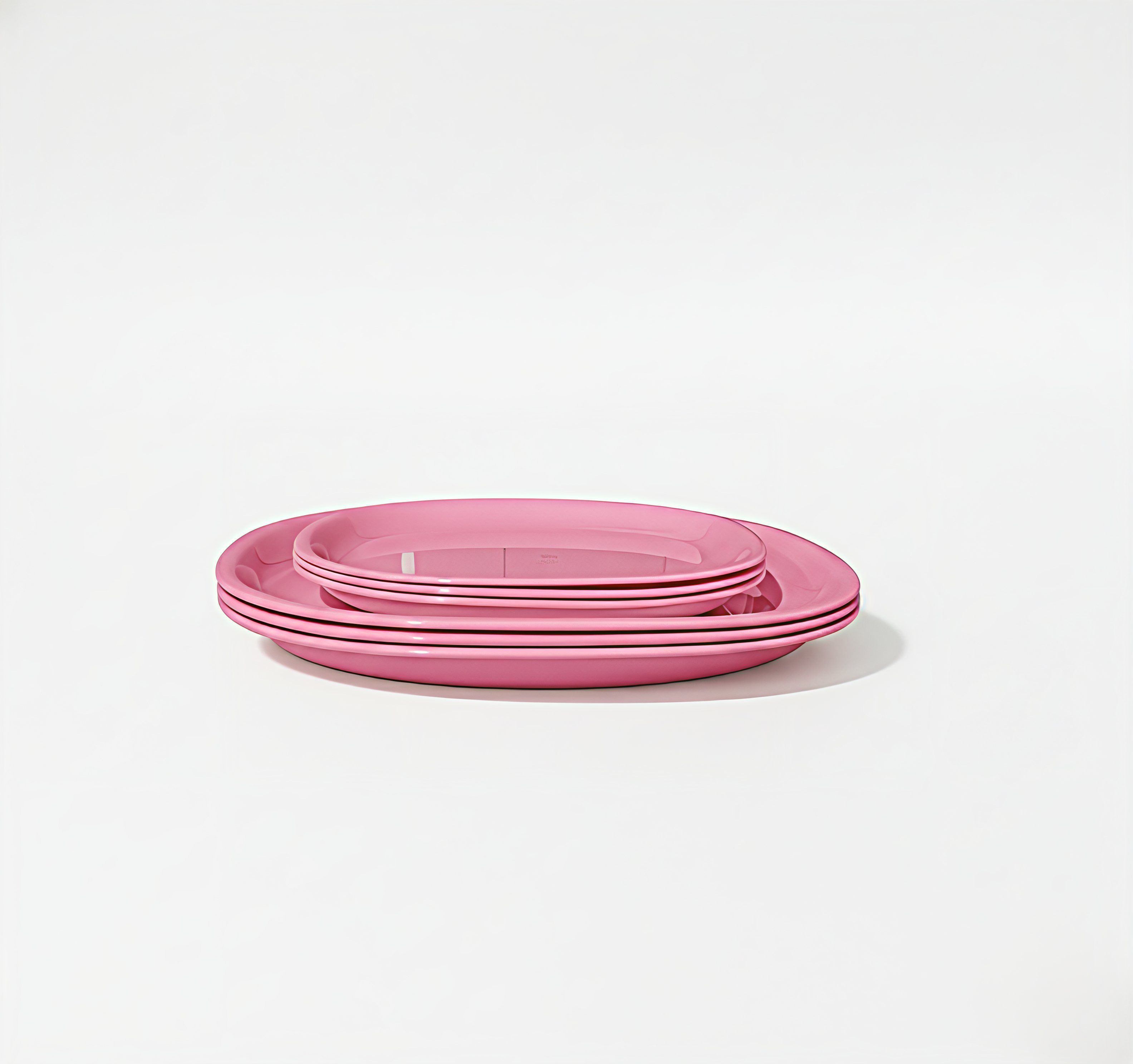Pink Square Dinner Plate Set 3 Big 11 Inch + 3 Small 8 Inch Rice Plates-image-38