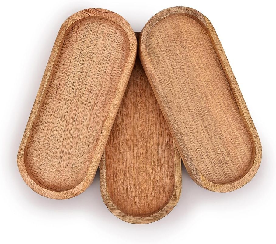 Multipurpose Wooden Serving Tray Combo Set of 3 Tray Serving Set-image-30