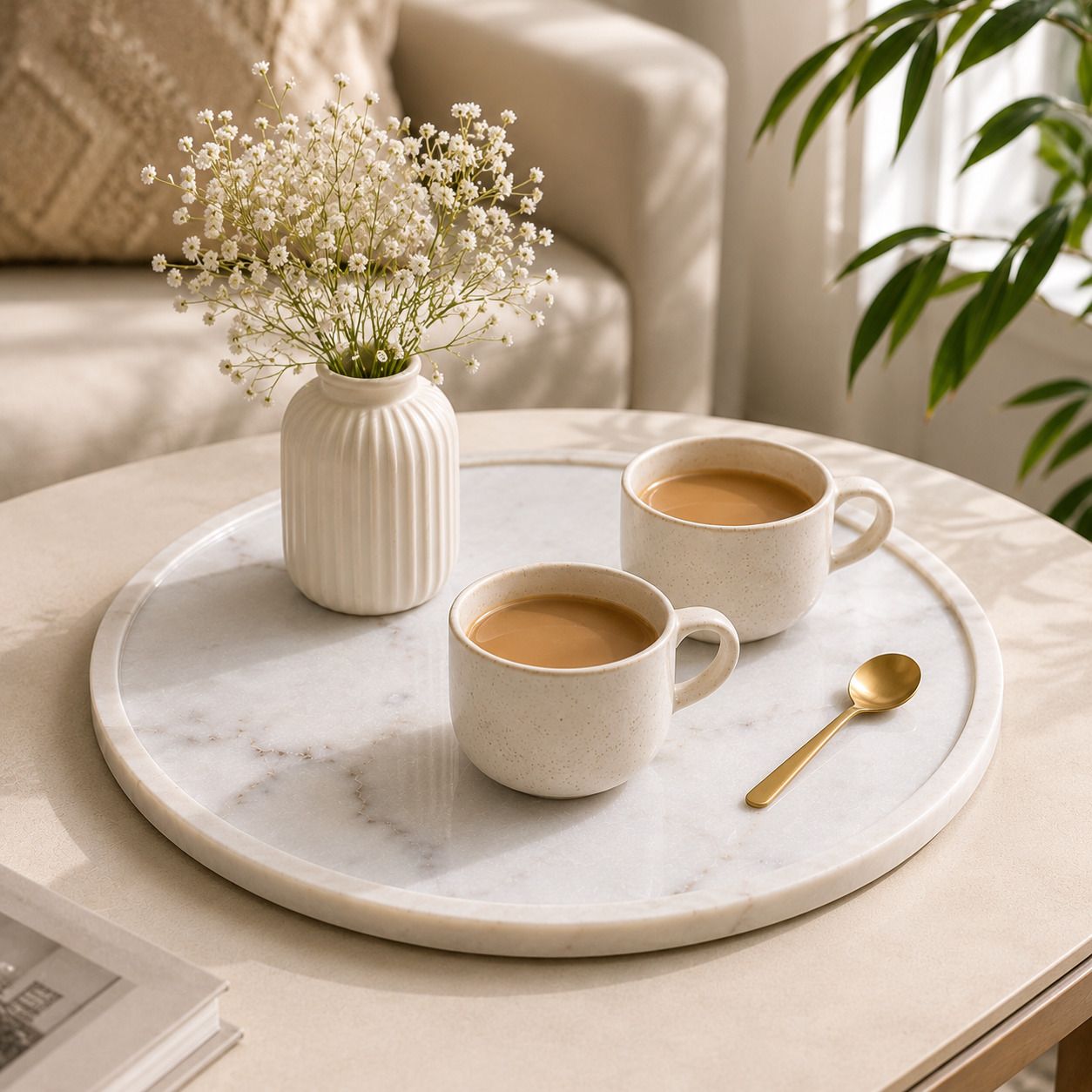 kay31.com Marble Round Tray 9" Tray Serving Set-picture-26