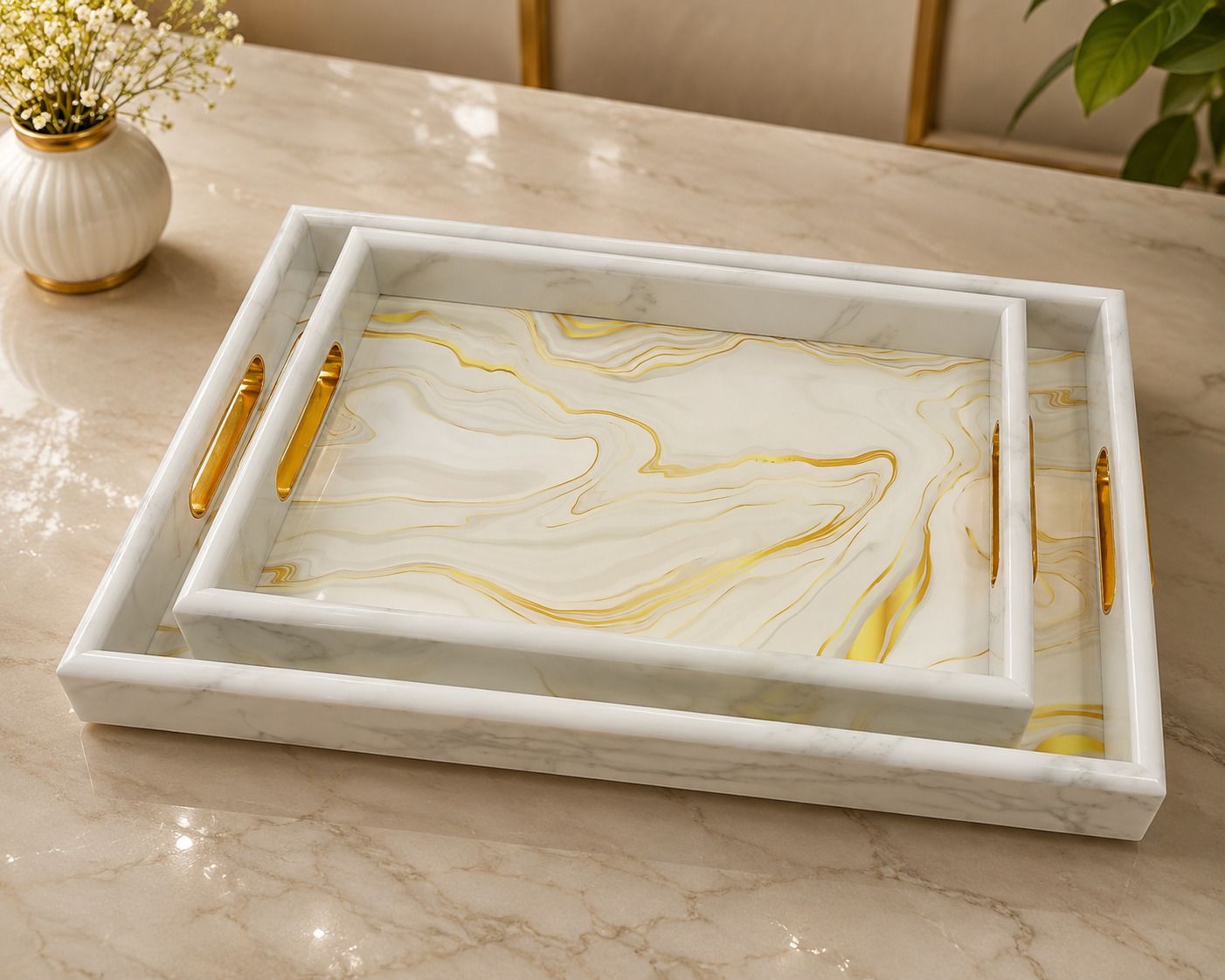 Fiber Serving Tray Set of 2 Tray Serving Set-image-43