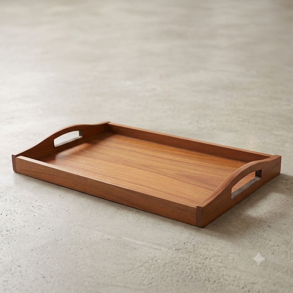artgrow HANDCRAFTED WOODEN SERVING TRAY WITH HANDLE Tray Serving Set-picture-11