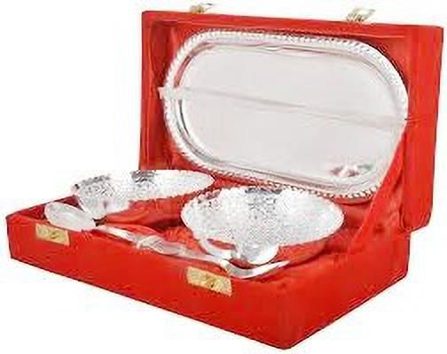 German Silver Plated Bowl Set Bowl, Spoon, Tray Serving Set-image-38