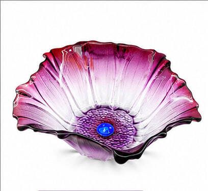 keya Flower Shape Glass Serving Bowl Tray Serving Set-picture-2