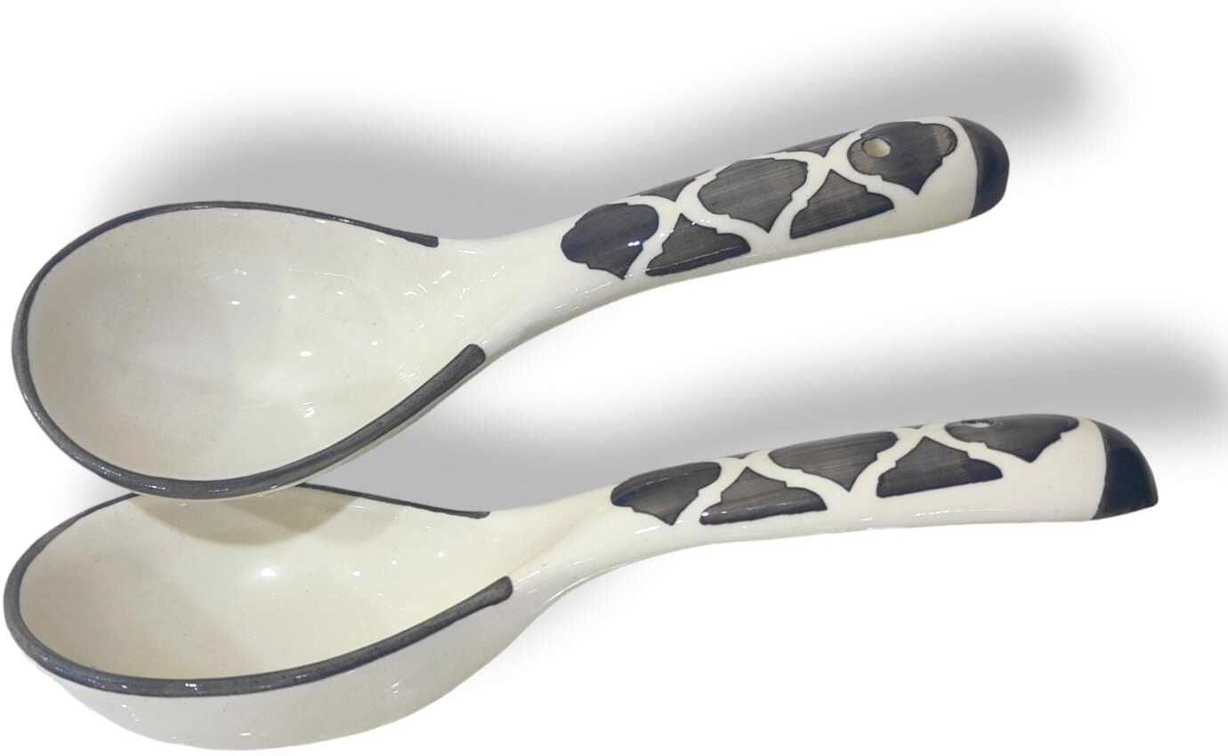 Ceramic Serving Spoon Set Of 2 / Long Handed Serving Spoon / Server Set Spoon Serving Set-image-13
