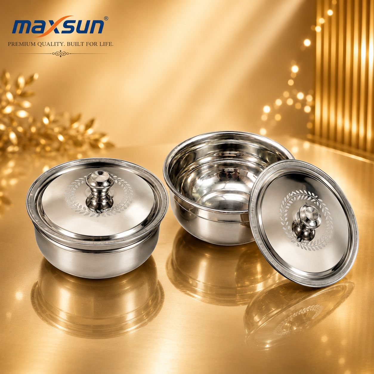 Serving Bowl for Curry Rice Dal 500 ml Stainless Steel with Steel Lid Container Serving Set-image-38