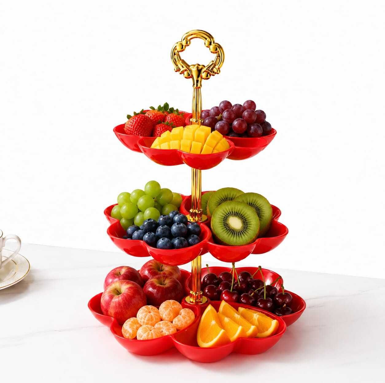 wtech Three Layer Plate Red Tray Serving Set-picture-5