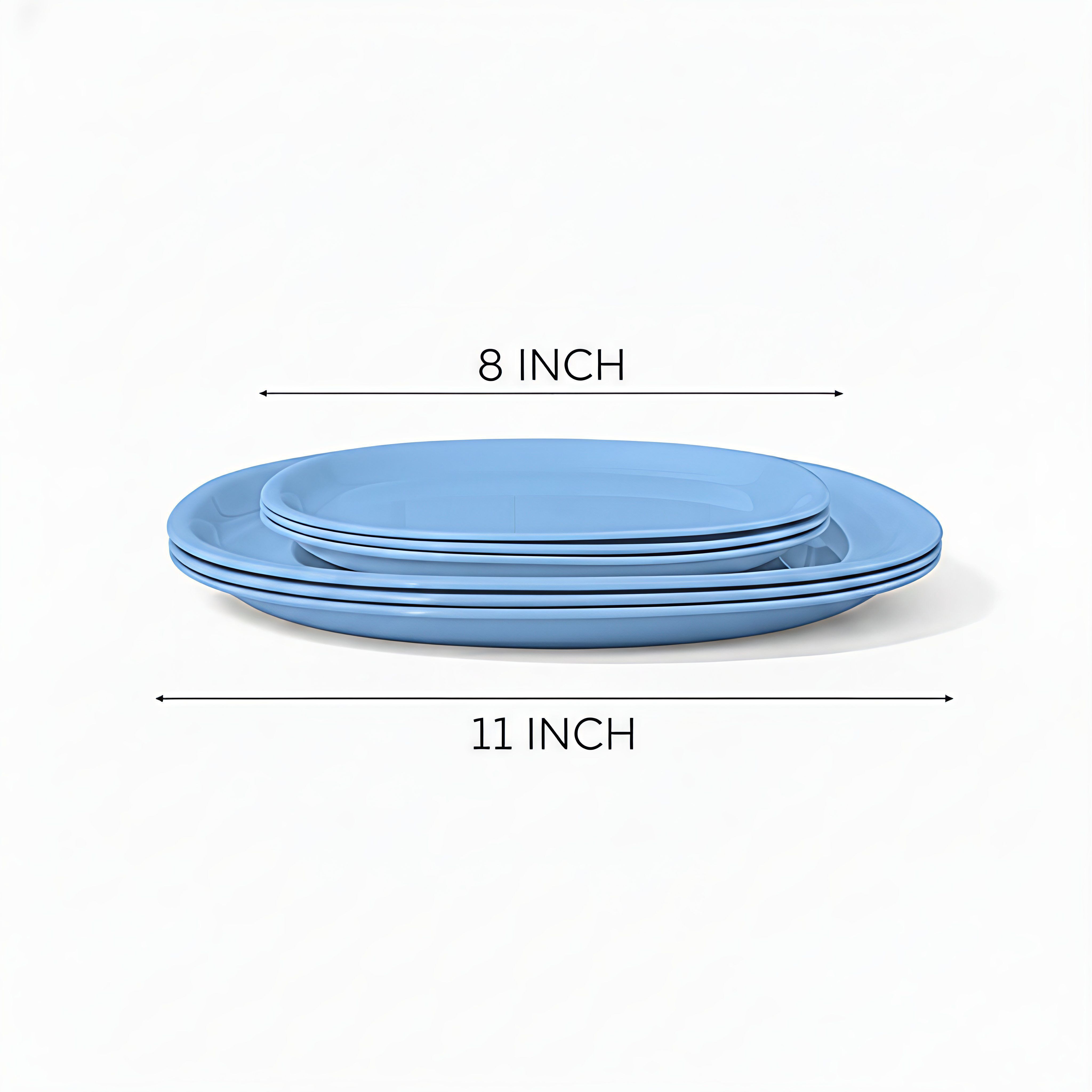 Sky Blue Square Dinner Plate Set | 3 Big 11 Inch & 3 Small 8 Inch Dinner Plate-image-25