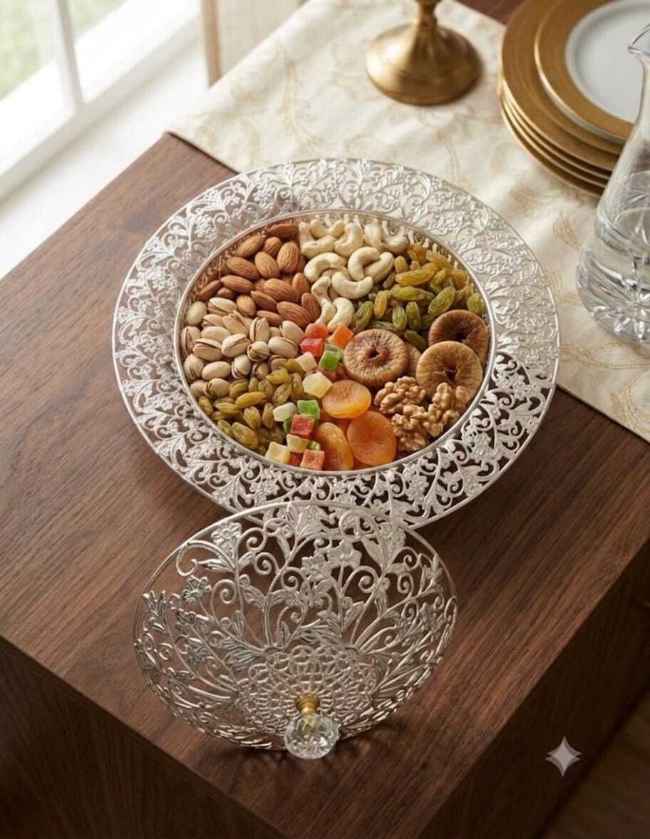 GERMAN SILVER METAL TRAY Dish Serving Set-image-28