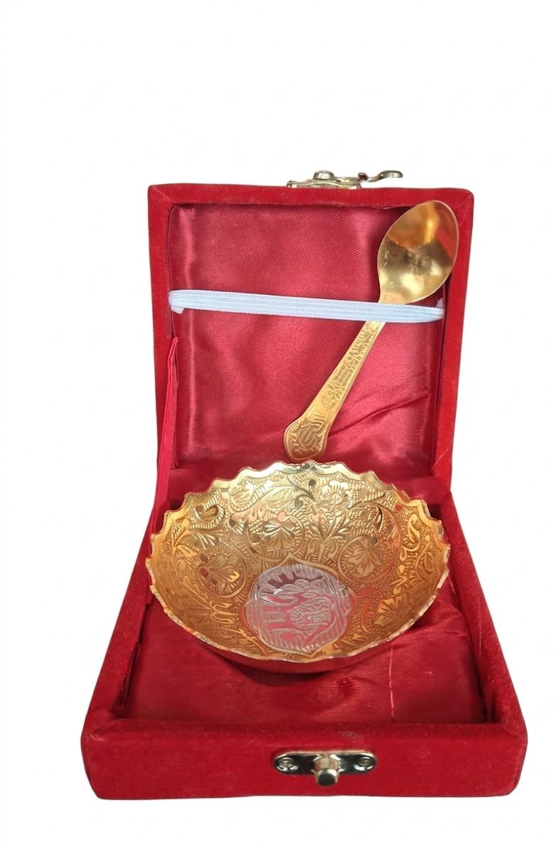 Plated Decorative Bowl with Spoon in Velvet Box Bowl, Spoon Serving Set-image-35