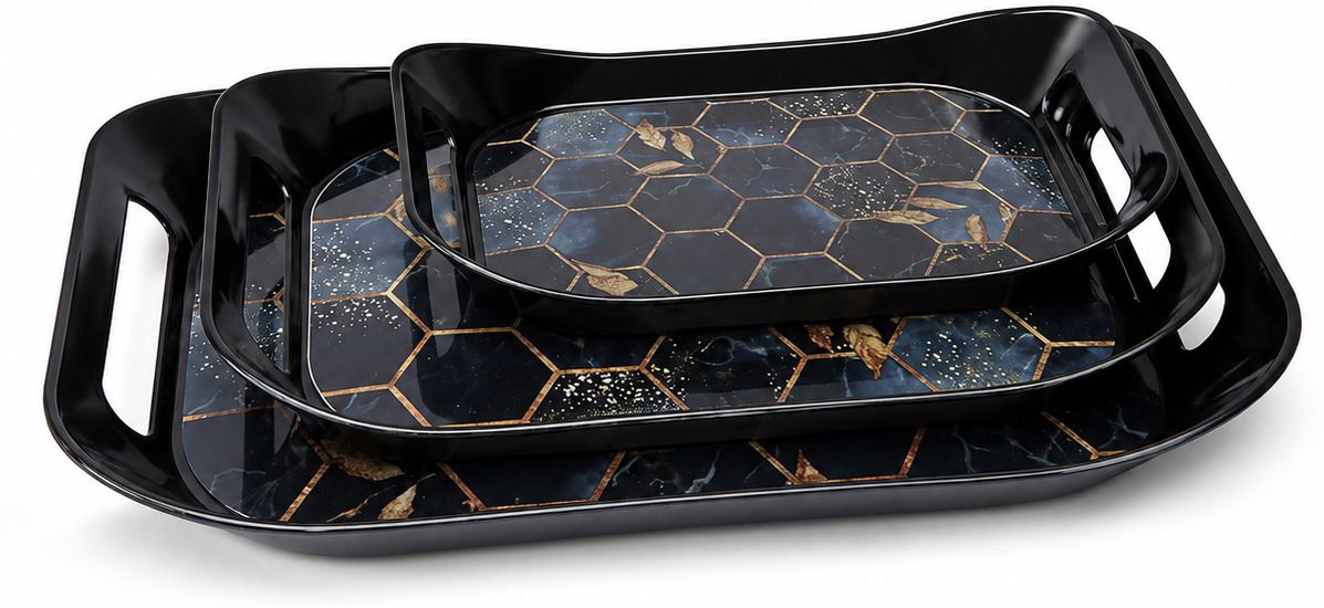 umax Kitchen Serving Tray Set of 3 | Stylish Plastic Breakfast & Snack Tray Tray Serving Set-picture-48